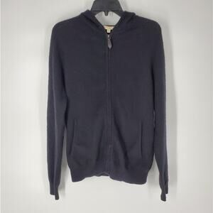 Burberry London Black Cashmere Full Zip Long Sleeve Sweatshirt Hoodie S